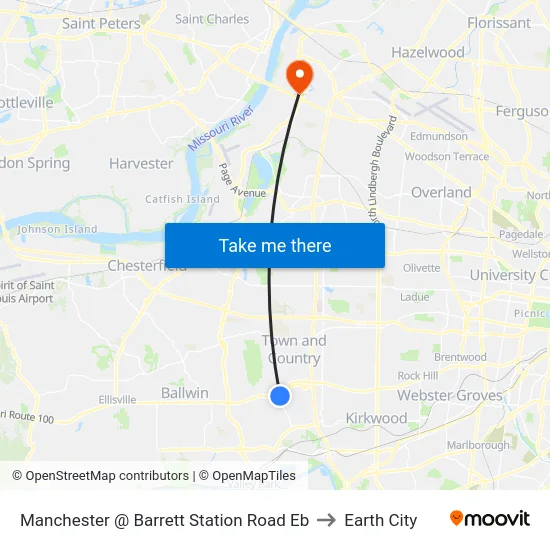 Manchester @ Barrett Station Road Eb to Earth City map