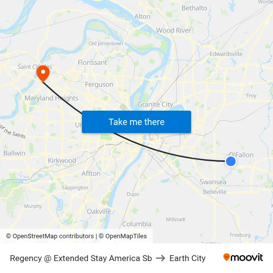 Regency @ Extended Stay America Sb to Earth City map