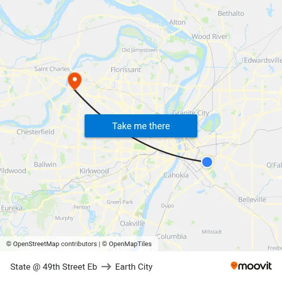 State @ 49th Street Eb to Earth City map