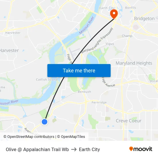 Olive @ Appalachian Trail Wb to Earth City map