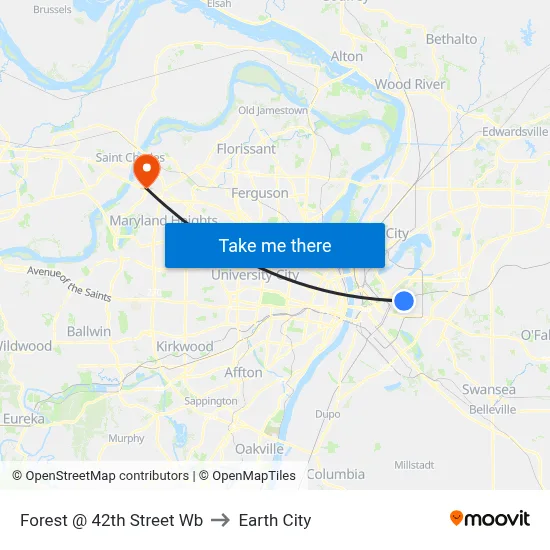 Forest @ 42th Street Wb to Earth City map