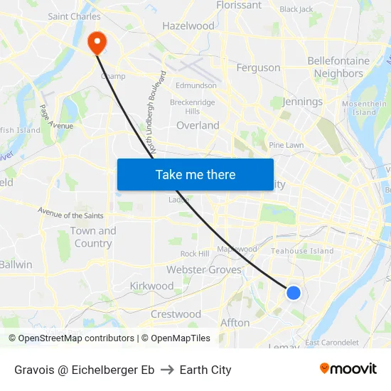 Gravois @ Eichelberger Eb to Earth City map