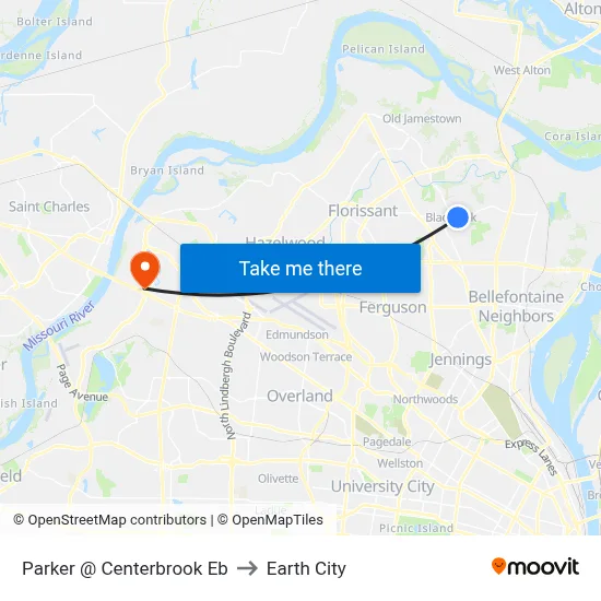 Parker @ Centerbrook Eb to Earth City map