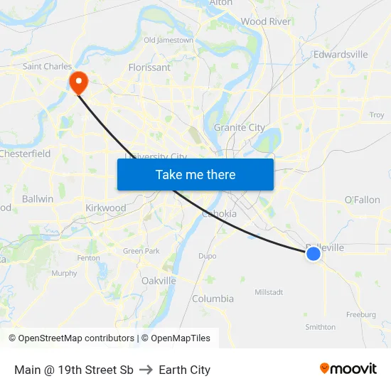 Main @ 19th Street Sb to Earth City map