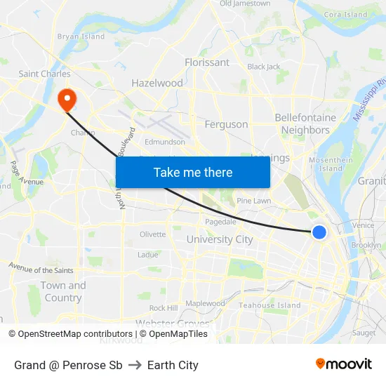 Grand @ Penrose Sb to Earth City map