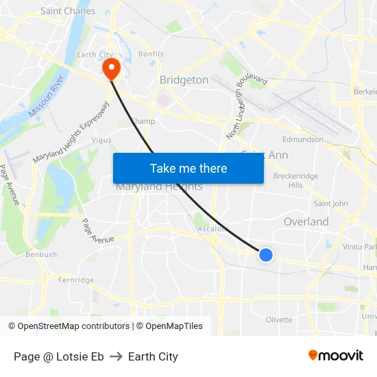 Page @ Lotsie Eb to Earth City map