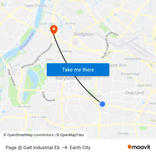 Page @ Galt Industrial Eb to Earth City map