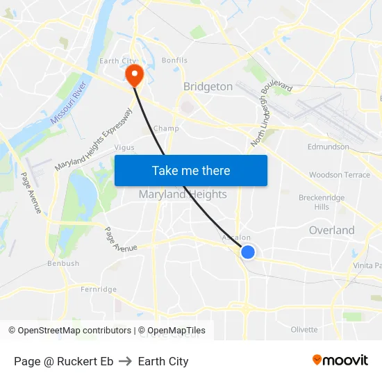 Page @ Ruckert Eb to Earth City map