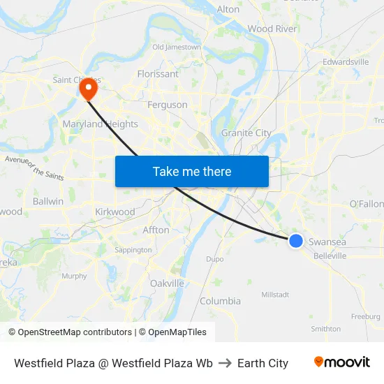 Westfield Plaza @ Westfield Plaza Wb to Earth City map