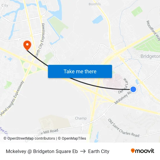 Mckelvey @ Bridgeton Square Eb to Earth City map