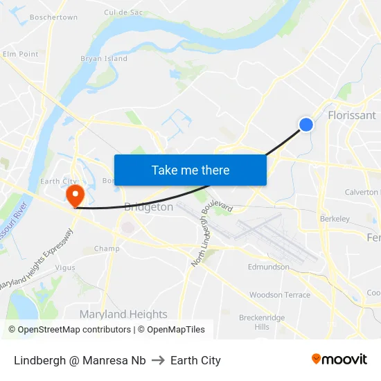 Lindbergh @ Manresa Nb to Earth City map