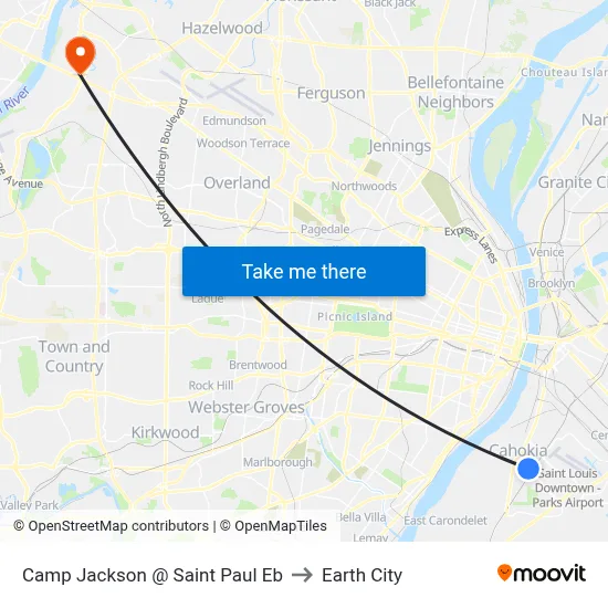 Camp Jackson @ Saint Paul Eb to Earth City map