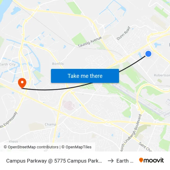 Campus Parkway @ 5775 Campus Parkway Wb to Earth City map