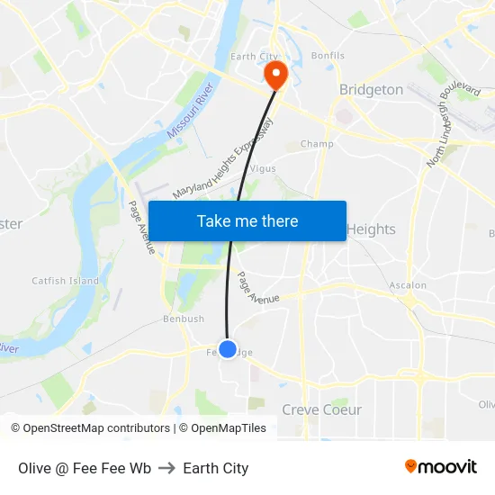 Olive @ Fee Fee Wb to Earth City map