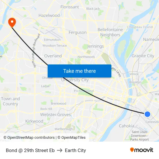 Bond @ 29th Street Eb to Earth City map