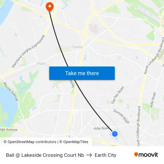 Ball @ Lakeside Crossing Court Nb to Earth City map