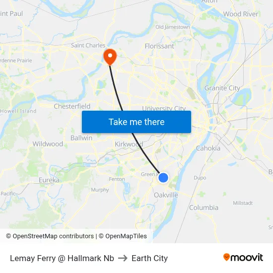 Lemay Ferry @ Hallmark Nb to Earth City map