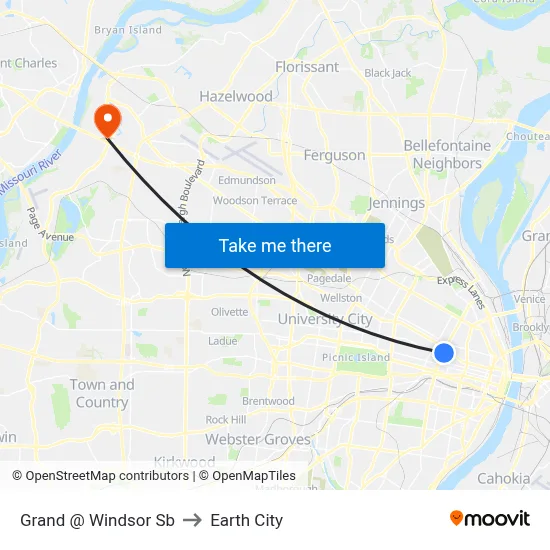 Grand @ Windsor Sb to Earth City map
