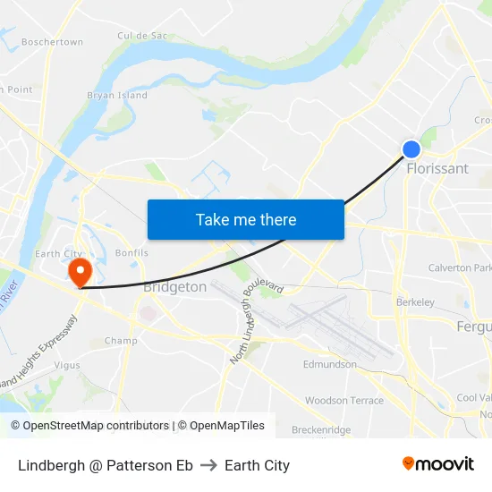 Lindbergh @ Patterson Eb to Earth City map