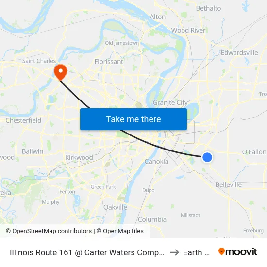 Illinois Route 161 @ Carter Waters Company Nb to Earth City map