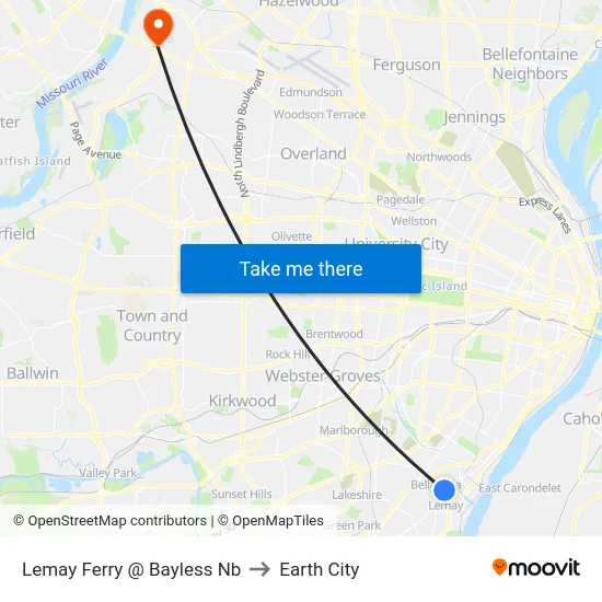 Lemay Ferry @ Bayless Nb to Earth City map