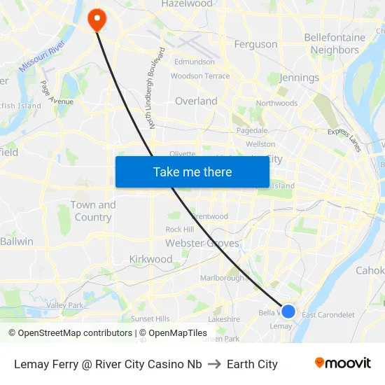 Lemay Ferry @ River City Casino Nb to Earth City map