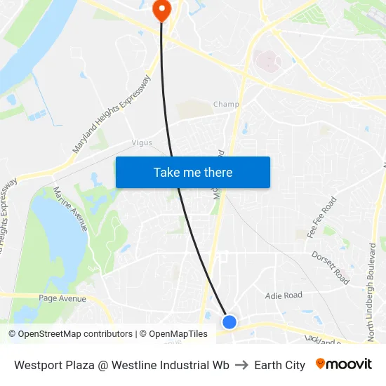 Westport Plaza @ Westline Industrial Wb to Earth City map