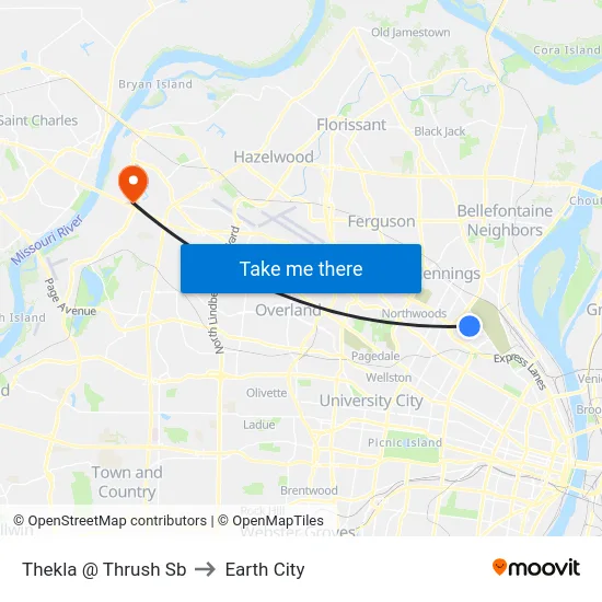 Thekla @ Thrush Sb to Earth City map