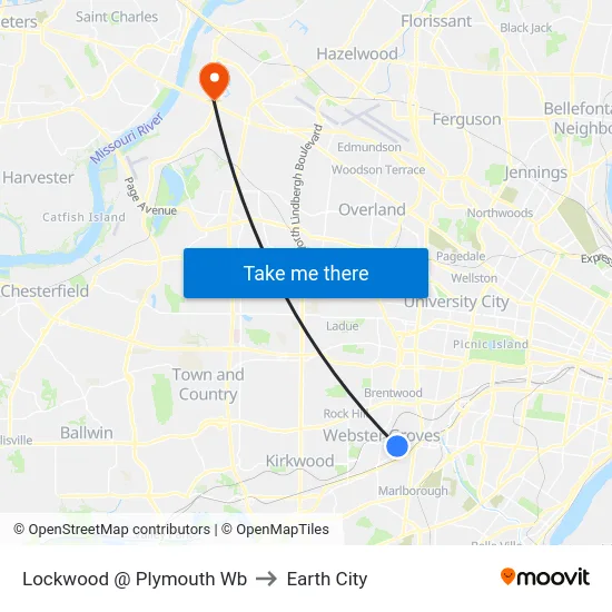 Lockwood @ Plymouth Wb to Earth City map