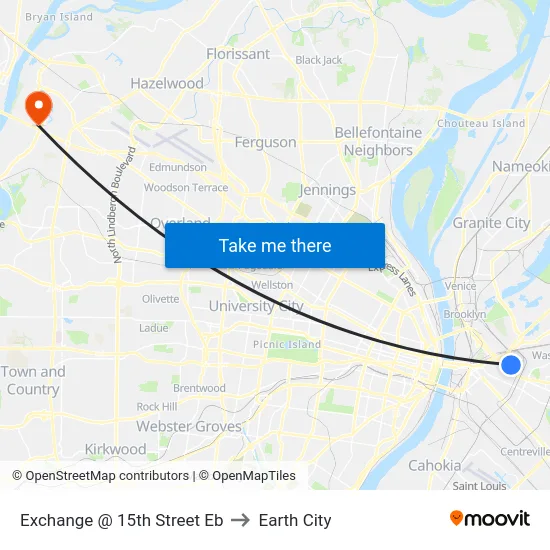 Exchange @ 15th Street Eb to Earth City map