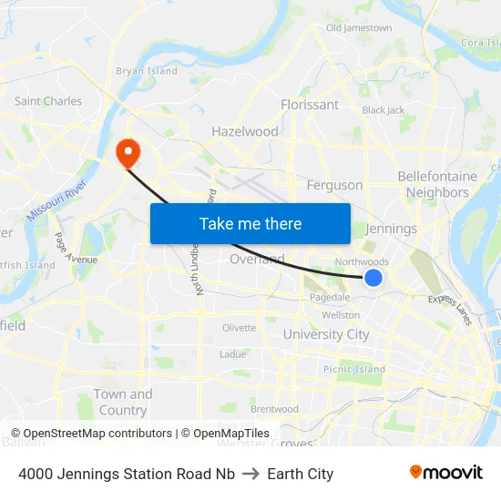4000 Jennings Station Road Nb to Earth City map