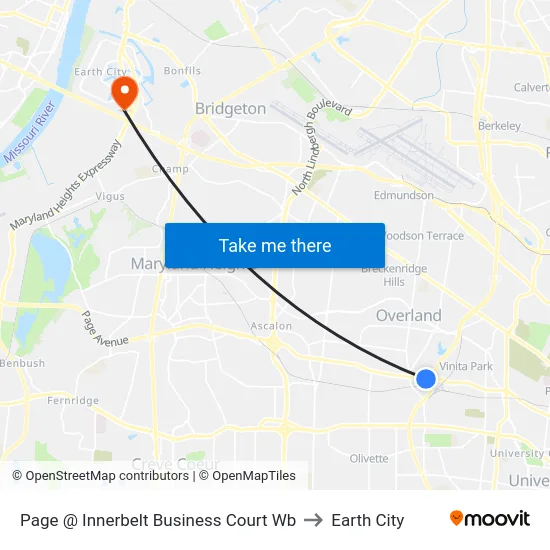 Page @ Innerbelt Business Court Wb to Earth City map