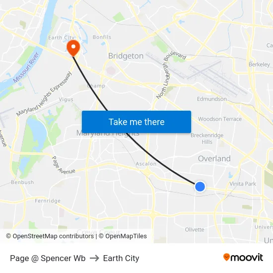 Page @ Spencer Wb to Earth City map