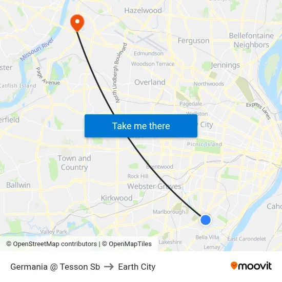 Germania @ Tesson Sb to Earth City map