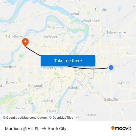 Morrison @ Hill Sb to Earth City map