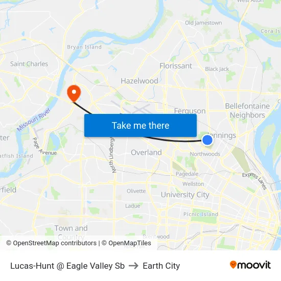 Lucas-Hunt @ Eagle Valley Sb to Earth City map