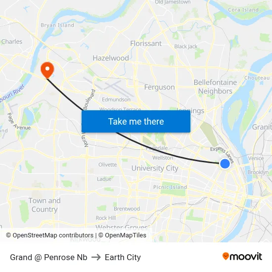 Grand @ Penrose Nb to Earth City map