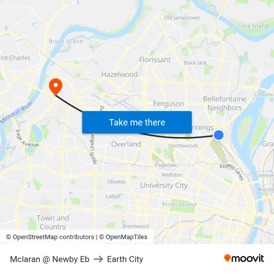 Mclaran @ Newby Eb to Earth City map