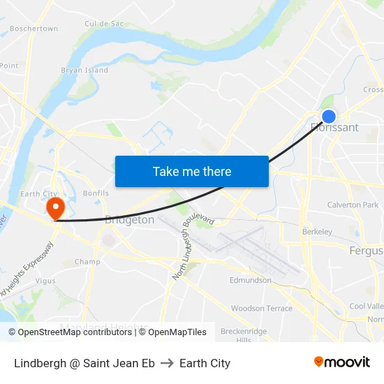 Lindbergh @ Saint Jean Eb to Earth City map