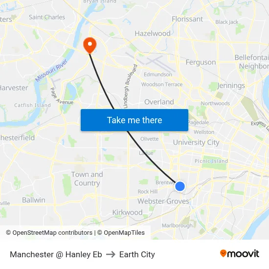 Manchester @ Hanley Eb to Earth City map