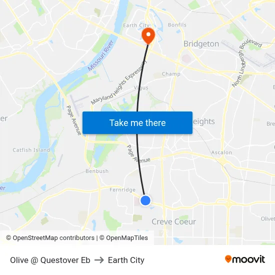 Olive @ Questover Eb to Earth City map