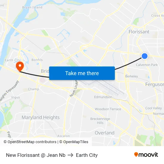 New Florissant @ Jean Nb to Earth City map