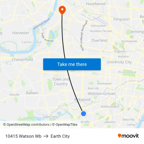 10415 Watson Wb to Earth City map