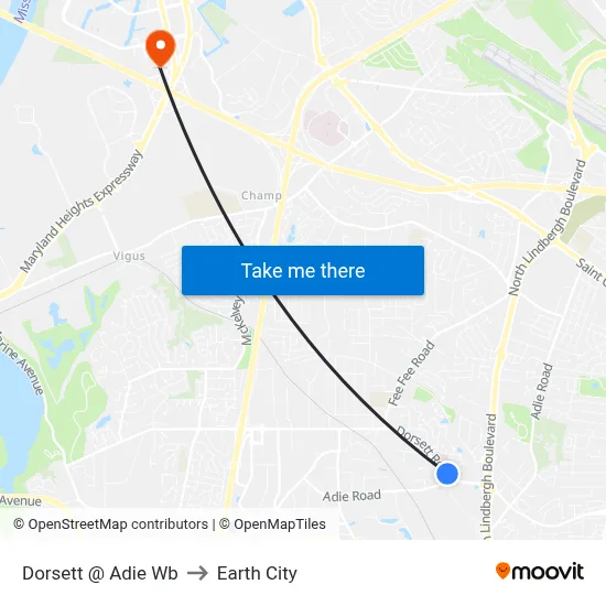 Dorsett @ Adie Wb to Earth City map