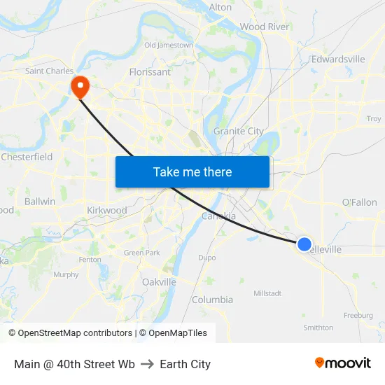 Main @ 40th Street Wb to Earth City map