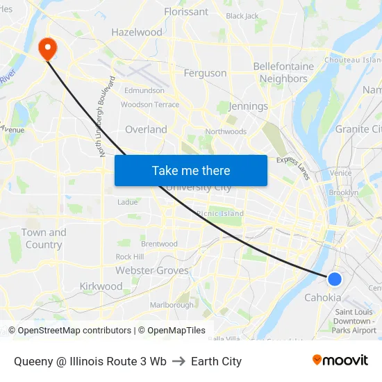Queeny @ Illinois Route 3 Wb to Earth City map