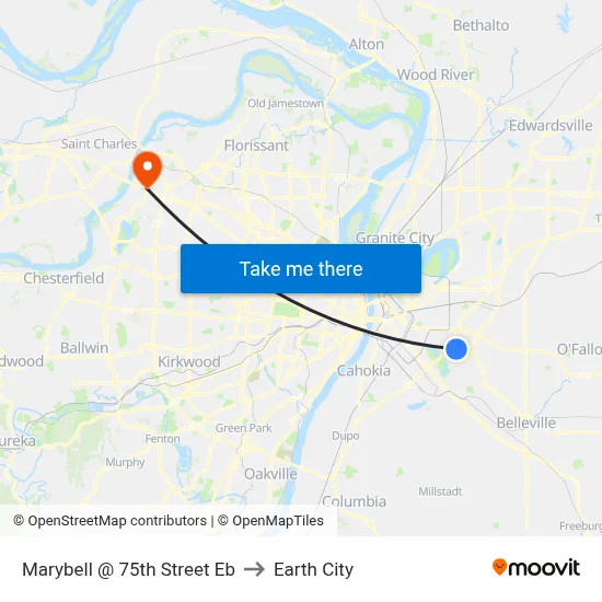 Marybell @ 75th Street Eb to Earth City map