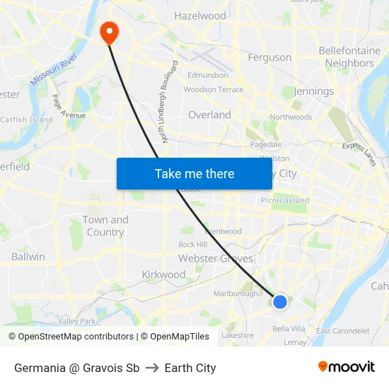 Germania @ Gravois Sb to Earth City map