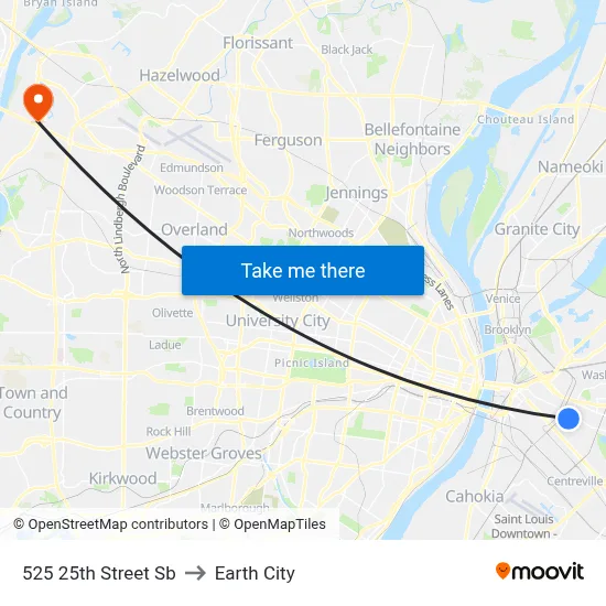 525 25th Street Sb to Earth City map