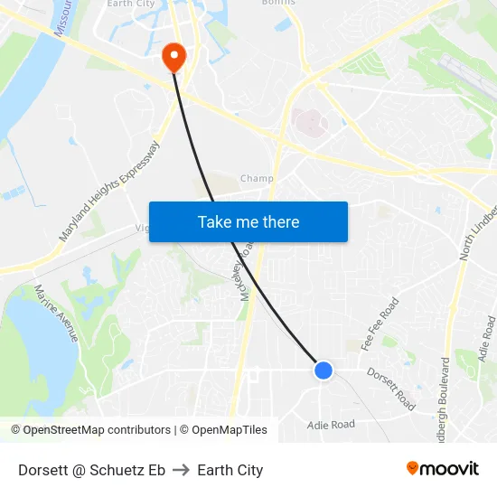 Dorsett @ Schuetz Eb to Earth City map